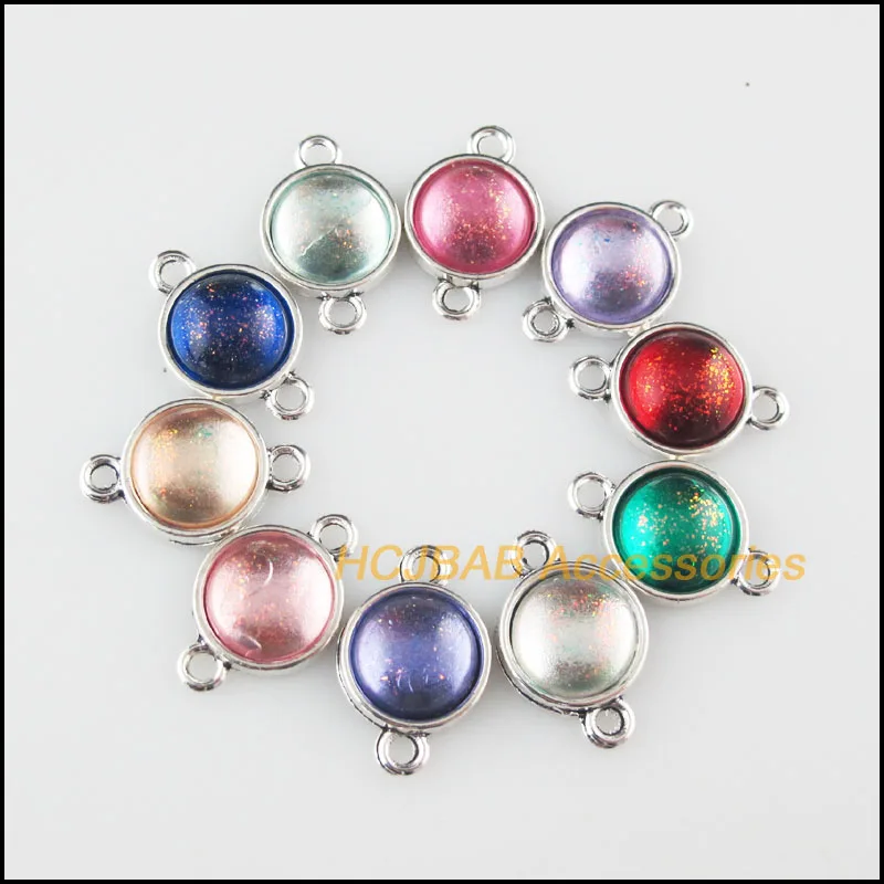 10Pcs Tibetan Silver Tone Round Cirlce Mirage Mixed Resin Charms Pendants Connectors 12x19mm
10Pcs Tibetan Silver Tone Round Cirlce Mirage Mixed Resin Charms Pendants Connectors 12x19mm