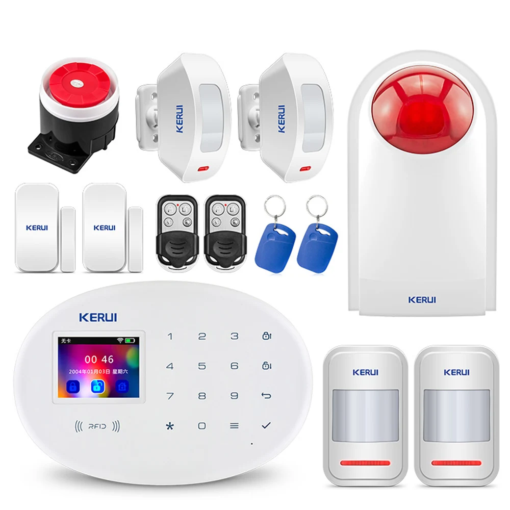 

KERUI W20 GSM RFID Card Disalarm Wireless Home Burglar Alarm APP Control Motion Detector TFT Color Screen Security Alarm System