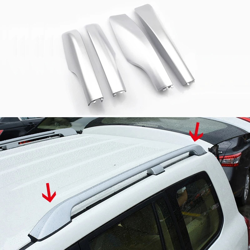 Фото Black or Silver Roof Rails Rack End Cap Protection Cover Trim 4PCS For Toyota Land Cruiser LC200 J200 2008 2009 2010 2012 - 2016 |