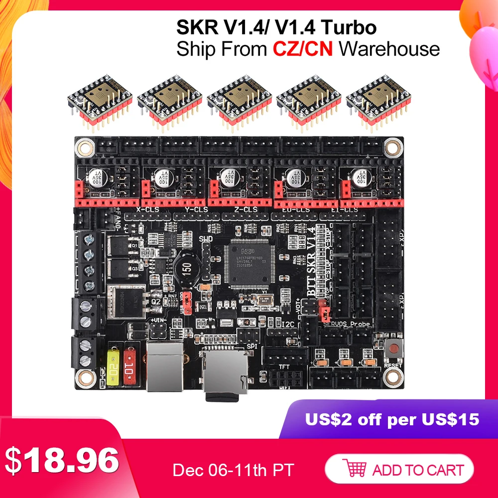 BIGTREETECH SKR V1.4 BTT SKR V1.4 Turbo 32Bit Board 3D Printer Parts SKR V1.3 SKR 1.4 MKS SGEN L TMC2209 tmc2208 Ender3 Upgrade
BIGTREETECH SKR V1.4 BTT SKR V1.4 Turbo 32Bit Board 3D Printer Parts SKR V1.3 SKR 1.4 MKS SGEN L TMC2209 tmc2208 Ender3 Upgrade