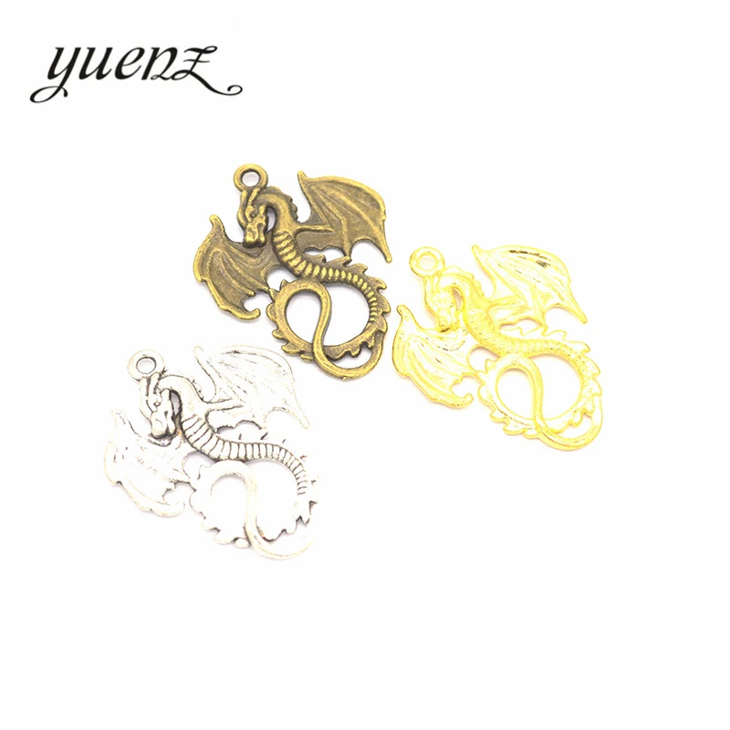 

YuenZ 10 pcs Antique Sliver Bronze Gold Color Alloy Dragon Charm Fit Bracelets Necklace DIY Jewelry Findings 35*27mm D802