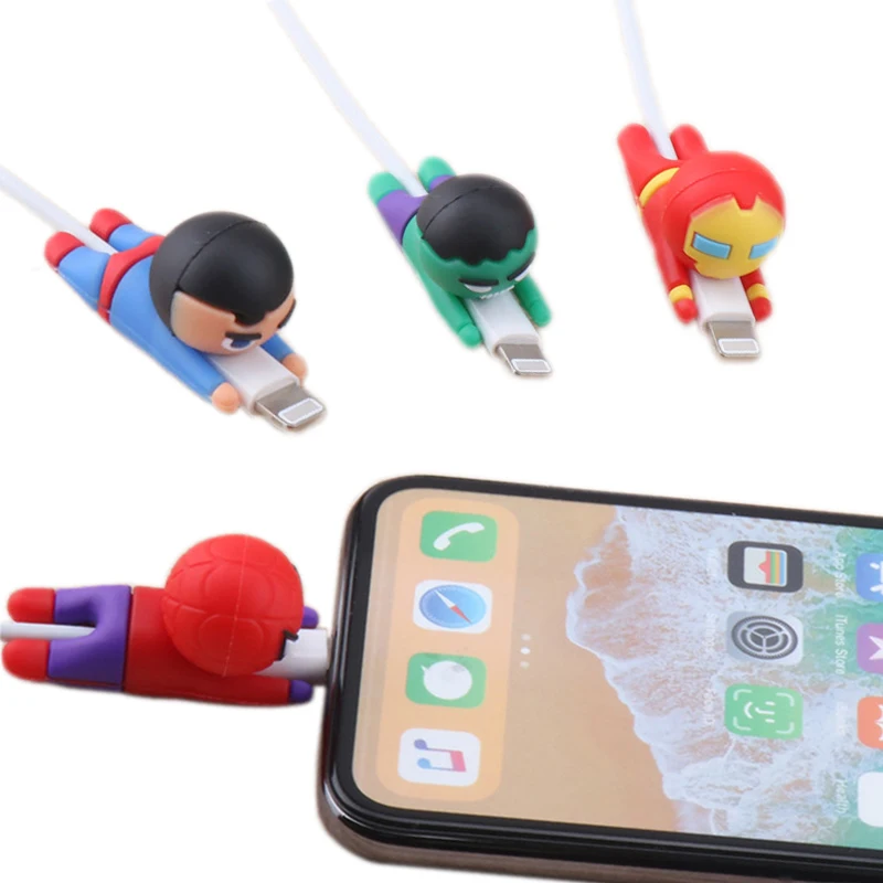 2pcs Funny Avengers Cartoon Cable Protector for iphone cable Cool Iron Man hero model Protector cable Winder Phone holder
2pcs Funny Avengers Cartoon Cable Protector for iphone cable Cool Iron Man hero model Protector cable Winder Phone holder