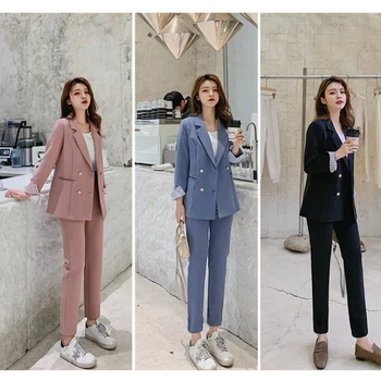 New Fashion Spring Summer Women's OL Blazer Slim Pants Two-Piece Set Suits Female
New Fashion Spring Summer Women's OL Blazer Slim Pants Two-Piece Set Suits Female