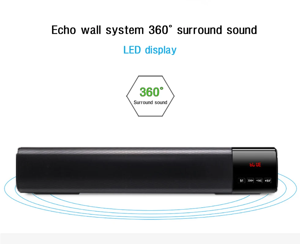 Home TV PC Soundbar bluetooth Speaker Portable Wireless Subwoofer 3D Surround Speakers HiFi Support FM Radio Clock TF
Home TV PC Soundbar bluetooth Speaker Portable Wireless Subwoofer 3D Surround Speakers HiFi Support FM Radio Clock TF