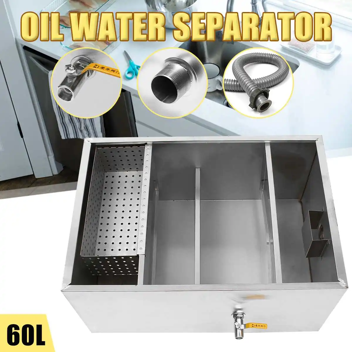 Stainless Steel Grease Trap Interceptor Oil Water Separator Waste Water Treatment Tools For Restaurant Kitchen 60L 55x33x33cm
Stainless Steel Grease Trap Interceptor Oil Water Separator Waste Water Treatment Tools For Restaurant Kitchen 60L 55x33x33cm
