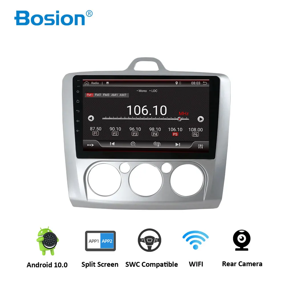 Bosion Android 10 0 четырехъядерный автомобильный радиоплеер GPS навигатор для ford focus 2004 2010
