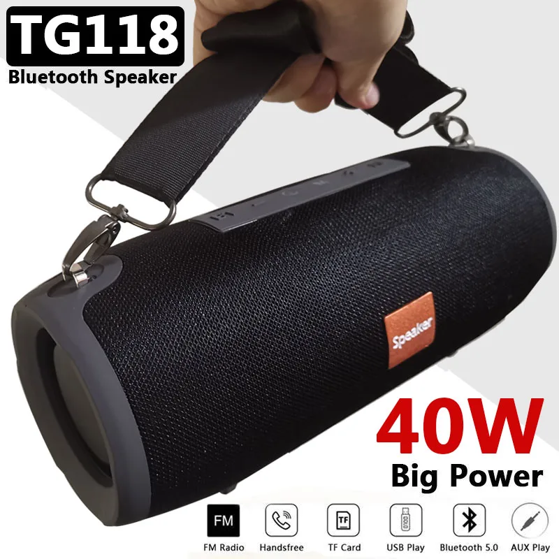 Портативный мощный беспроводной bluetooth динамик TG118 40 Вт внешний объемный с