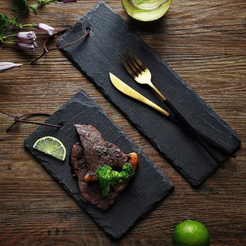 Natural Slate Dishes Solid Rectangle Stone Sushi Steak Barbecue Plate Cheese Pizza Flat Fruit Plate
Natural Slate Dishes Solid Rectangle Stone Sushi Steak Barbecue Plate Cheese Pizza Flat Fruit Plate