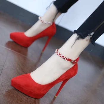 New Autumn Women Shoes Wedding Shoes 12cm Thin High Heels Pointed Toe Pumps Buckle Strap Waterproof Sexy Red Black Pumps
New Autumn Women Shoes Wedding Shoes 12cm Thin High Heels Pointed Toe Pumps Buckle Strap Waterproof Sexy Red Black Pumps