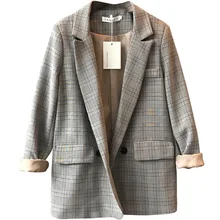 Spring New Retro Temperament Casual Loose Light Coffee Plaid Single Button Straight Tube Suit Coat Vintage Female Top 0528
Spring New Retro Temperament Casual Loose Light Coffee Plaid Single Button Straight Tube Suit Coat Vintage Female Top 0528