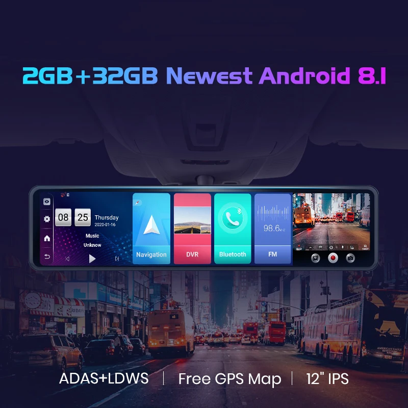 OLOKY 12" Rearview Mirror Car DVR Android 8.1 4G GPS ADAS Auto Registrar WiFi 2+32G FHD 1080P Dash Camera Driving Video Recorder
OLOKY 12" Rearview Mirror Car DVR Android 8.1 4G GPS ADAS Auto Registrar WiFi 2+32G FHD 1080P Dash Camera Driving Video Recorder