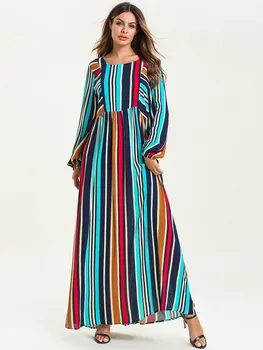 Vestidos Women rainbow stripe Muslim hijab dress turkey Dubai Abaya dresses gamis muslim wanita Ramadan Robe islamic clothing
Vestidos Women rainbow stripe Muslim hijab dress turkey Dubai Abaya dresses gamis muslim wanita Ramadan Robe islamic clothing