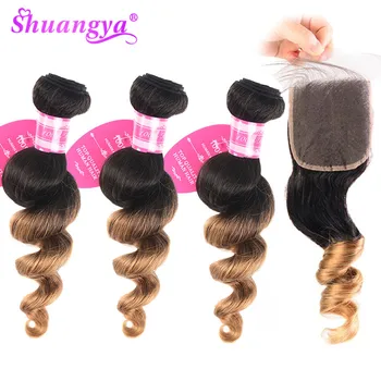 Brazilian Loose Wave Bundles With Closure 1B/27 Ombre Bundles With Closure 4*4 Lace Closure With Bundles Remy Human Hair Bundles
Brazilian Loose Wave Bundles With Closure 1B/27 Ombre Bundles With Closure 4*4 Lace Closure With Bundles Remy Human Hair Bundles