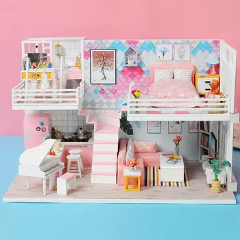 Doll House DIY Wooden Miniature Dollhouse Furniture Toy Kit Birthday Gift Toys for Children Kids Dolls Accessories 
Doll House DIY Wooden Miniature Dollhouse Furniture Toy Kit Birthday Gift Toys for Children Kids Dolls Accessories