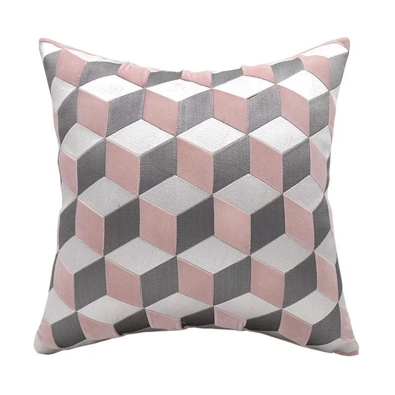 Чехол для подушки DUNXDECO с абстрактным геометрическим рисунком мягкой вышивкой |