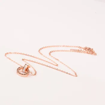 Rome numeral Circle Crystal Pendant Pink Gold Finish Necklace Titanium Steel Necklace Jewelry for Women Girls Bithday Gift 
Rome numeral Circle Crystal Pendant Pink Gold Finish Necklace Titanium Steel Necklace Jewelry for Women Girls Bithday Gift
