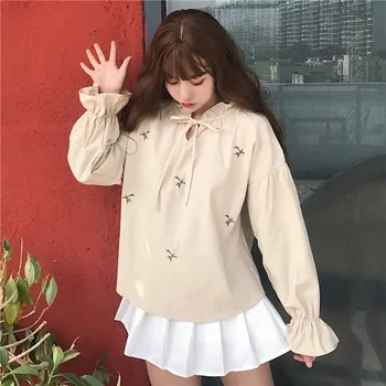 Spring Women Korea Flare Sleeve Blouse Top Ruffles Fall Femme Little Flower Embroidery Shirt Retro Lace Up Cute Sweet Shirt
Spring Women Korea Flare Sleeve Blouse Top Ruffles Fall Femme Little Flower Embroidery Shirt Retro Lace Up Cute Sweet Shirt