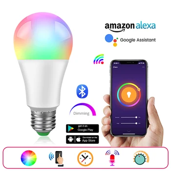 85-265V Smart WiFi Light Bulb 15W RGBW RGBWW APP Control Bluetooth Bulb E27 B22 Wake-Up Lamp Fit Amazon Echo Google Assistant
85-265V Smart WiFi Light Bulb 15W RGBW RGBWW APP Control Bluetooth Bulb E27 B22 Wake-Up Lamp Fit Amazon Echo Google Assistant