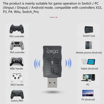 USB Bluetooth + Wired Adapter Switch Receiver Joystick Converter Multi Function USB Receiver for PC /Switch/ XBOX/PS4