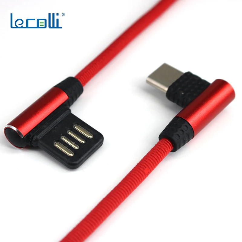 Кабель Micro USB 3A для быстрой зарядки Suntaiho 90 градусов нейлоновый плетеный кабель