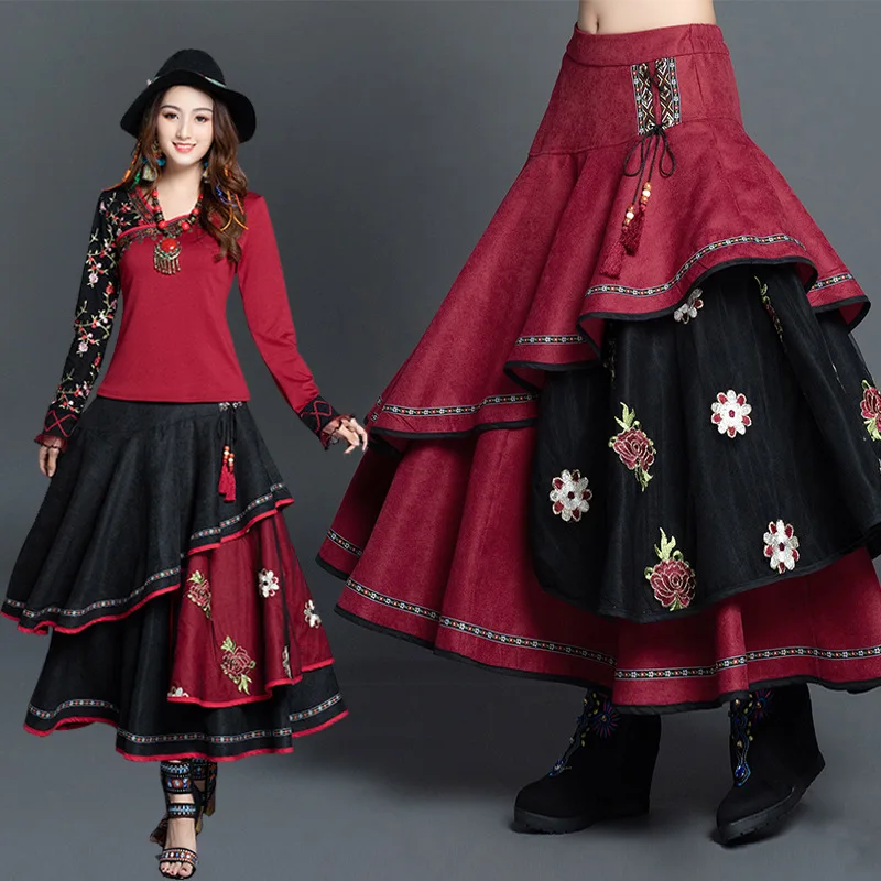 2019 Autumn And Winter New Style Ethnic Embroidery Skirt Retro Flower Skirt WOMEN'S Dress Versatile Big Skirt Women's Casual Ski
2019 Autumn And Winter New Style Ethnic Embroidery Skirt Retro Flower Skirt WOMEN'S Dress Versatile Big Skirt Women's Casual Ski