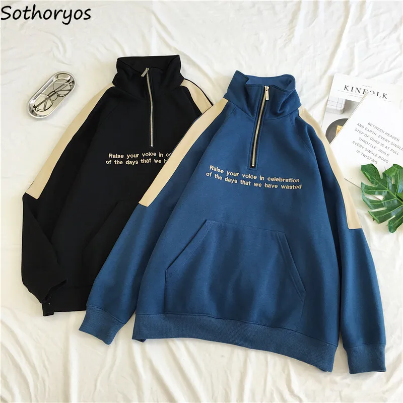 Hoodies Women Turtleneck Simple Zipper Pullover Simple Loose Pockets Womens Hip Hop Students Couples Clothes Plus Velvet Warm
Hoodies Women Turtleneck Simple Zipper Pullover Simple Loose Pockets Womens Hip Hop Students Couples Clothes Plus Velvet Warm