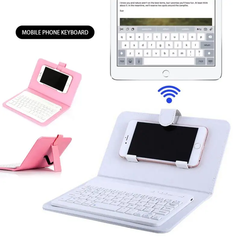 Кожаный чехол-подставка для телефона с Bluetooth клавиатурой iPhone iPad Huawei Xiaomi Samsung
