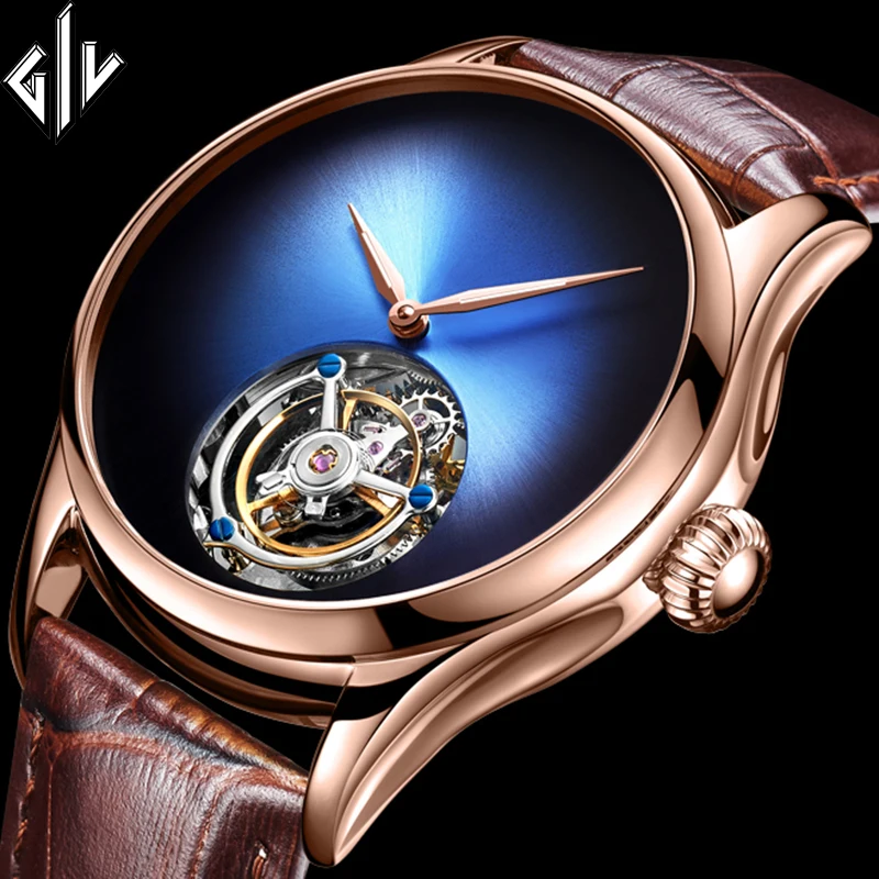 Новинка 2020 GIV Tourbillon Мужские часы Топ бренд роскошный скелет мужские сапфировые