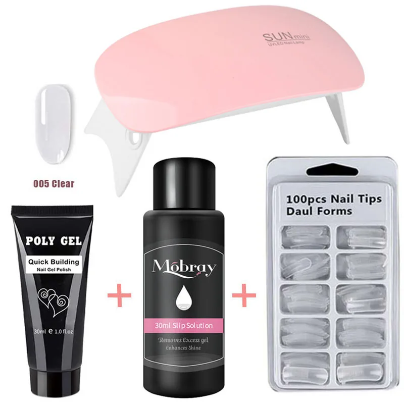 4Pcs/Set with Lamp 30g Quick Building Poly Gel Kit Fake Nails Brush Pink Clear Poly Gel Slip Solution Nail Art Manicure Tools 
4Pcs/Set with Lamp 30g Quick Building Poly Gel Kit Fake Nails Brush Pink Clear Poly Gel Slip Solution Nail Art Manicure Tools