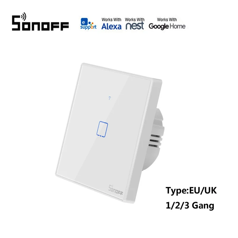 SONOFF T2 smart wall switch panel EU/UK standard 1/2/3 Gang Work with Alexa Google home IFTTT eWeLink control for Dropshipping
SONOFF T2 smart wall switch panel EU/UK standard 1/2/3 Gang Work with Alexa Google home IFTTT eWeLink control for Dropshipping
