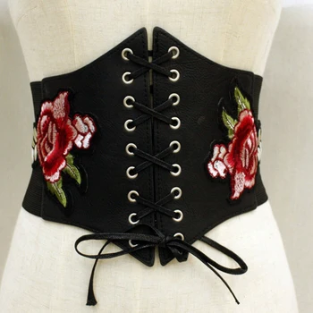 Stylish Women Elastic Wide Band Tied Lace up Corset Waist Cincher Belt Rose Embroidery
Stylish Women Elastic Wide Band Tied Lace up Corset Waist Cincher Belt Rose Embroidery