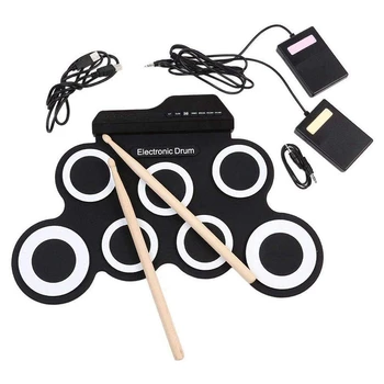 Digital Electronic Roll Up Drum Pad Set Kit - Portable Silicone USB 7 Pads with DrumSticks Foot Pedal Headphone Jack
Digital Electronic Roll Up Drum Pad Set Kit - Portable Silicone USB 7 Pads with DrumSticks Foot Pedal Headphone Jack