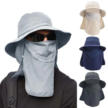 Fishing Caps Hiking Camping Visor Hat UV Protection Face Neck Cover Fishing Sun Protect Cap Men Women Outdoor Sport Hatsym