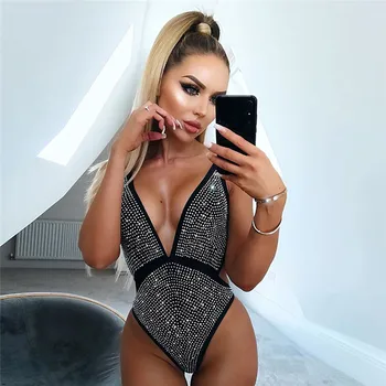Sexy Deep V Neck Bodysuit Lace Shining Rhinestone Women Nightwear White Gypsophila Bustier and Corset Overalls Femlae Body Top
Sexy Deep V Neck Bodysuit Lace Shining Rhinestone Women Nightwear White Gypsophila Bustier and Corset Overalls Femlae Body Top