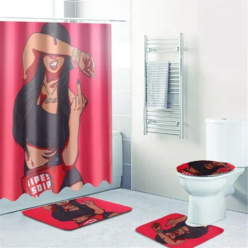 Girl Shower Curtain Set 4 Pcs Bath Rug Lid Sets Toilet Cover Bath Mat Set Bathroom Decor Accessories Curtains With Hooks
Girl Shower Curtain Set 4 Pcs Bath Rug Lid Sets Toilet Cover Bath Mat Set Bathroom Decor Accessories Curtains With Hooks