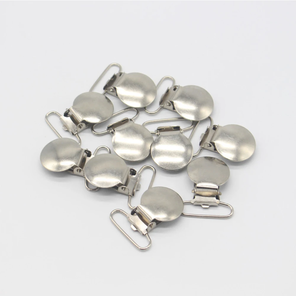 

5Pcs Metal Pacifier Clips Cute Suspender Clips DIY Round Dummy Soothers Clasps Pacifier Chain Accessories Baby Pacifier Holders