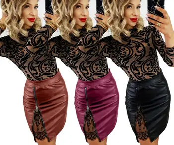 Sexy Women's Skirts Split Lace PU Leather Skirt High Waist Pencil Bodycon Short Mini Skirt /BY
Sexy Women's Skirts Split Lace PU Leather Skirt High Waist Pencil Bodycon Short Mini Skirt /BY