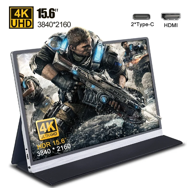 Портативный монитор 4K 15 6 дюйма ЖК-дисплей для PS4 Switch Xbox телефона ноутбука HDR IPS