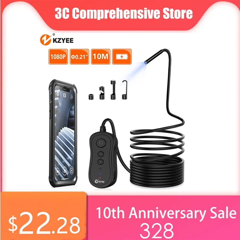 

KZYEE 1080P WIFI Endoscope Camera 5.5mm HD wireless Inspection Camera endoscop 3.5M 5M 10M WIFI Endoscope camera for Android IOS