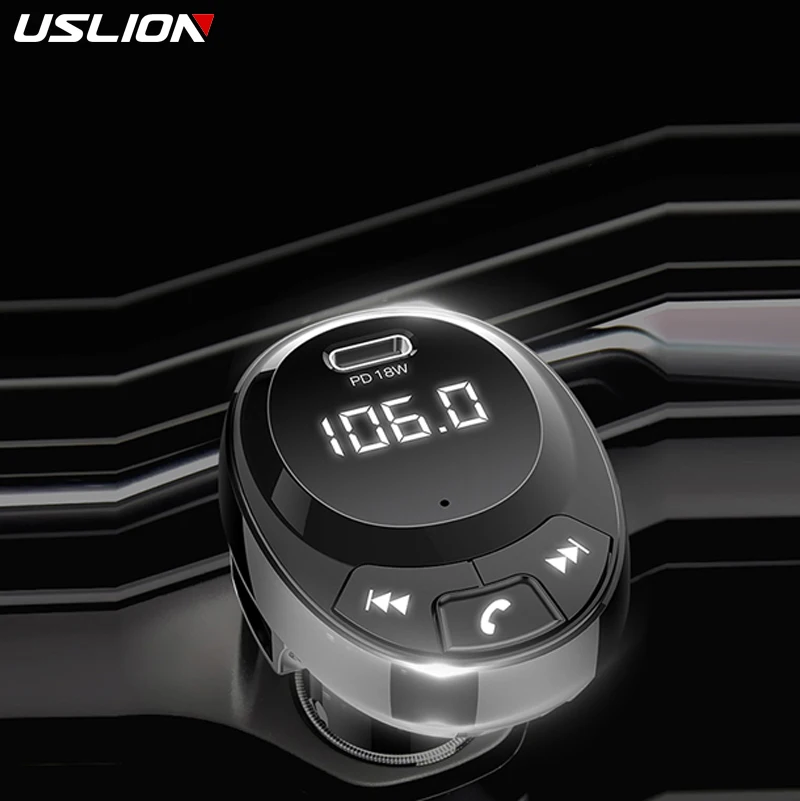 USLION Car MP3 Music Player Wireless Bluetooth 5.0 FM Transmitter PD18W Dual USB 3.1A Charger U disk & TF Card | Мобильные