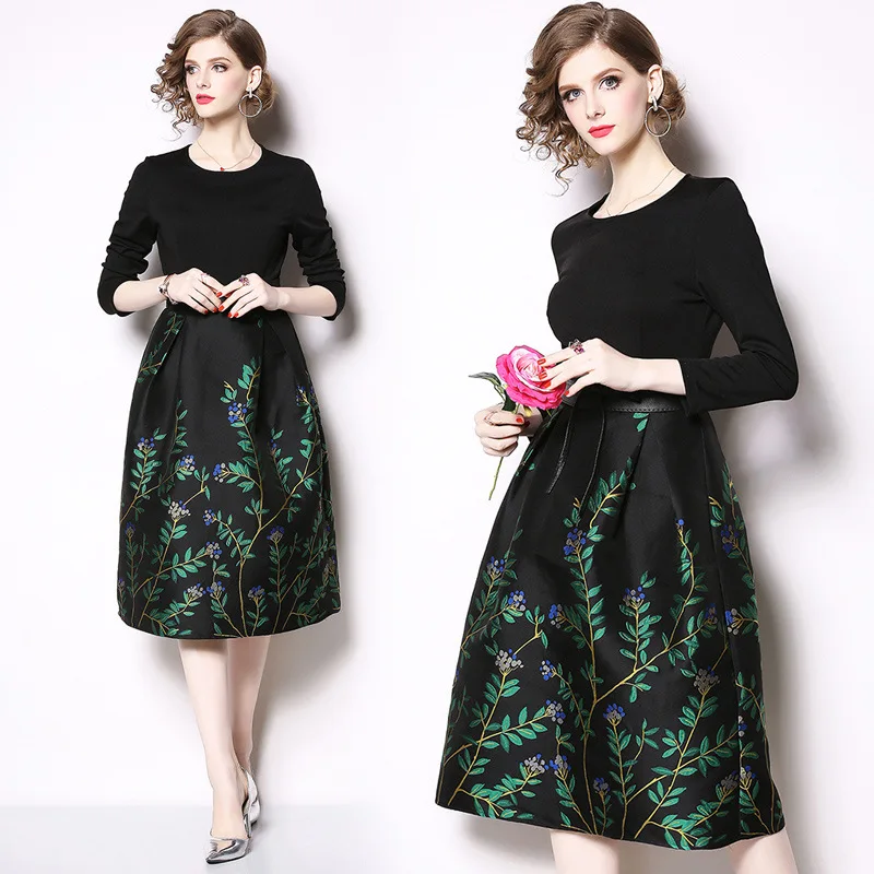 Ozhouzhan 2019 chun xin pin nv zhuang Elegant Positioning Jacquard Panel Skirt Crew Neck Three-quarter-length Sleeve Dress
Ozhouzhan 2019 chun xin pin nv zhuang Elegant Positioning Jacquard Panel Skirt Crew Neck Three-quarter-length Sleeve Dress