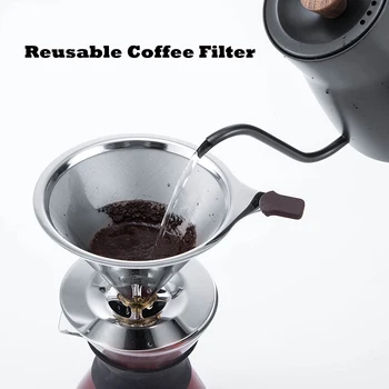 Reusable Coffee Filter V60 Stainless Steel Coffee Dripper Funnel Filter Cup Paper-Free Strainer Coffee Utensils
Reusable Coffee Filter V60 Stainless Steel Coffee Dripper Funnel Filter Cup Paper-Free Strainer Coffee Utensils