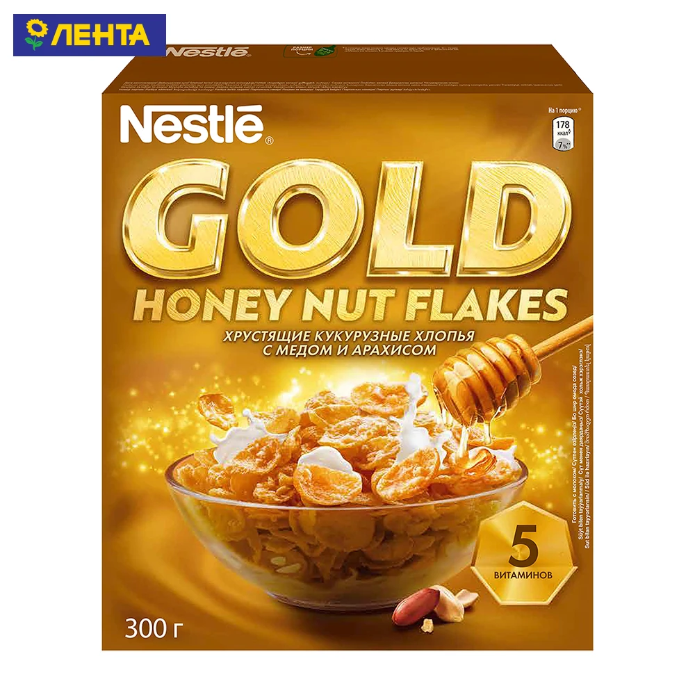 Завтрак сухой Nestle хлопья кукурузные Gold flakes с медом 300г (5900020004451)