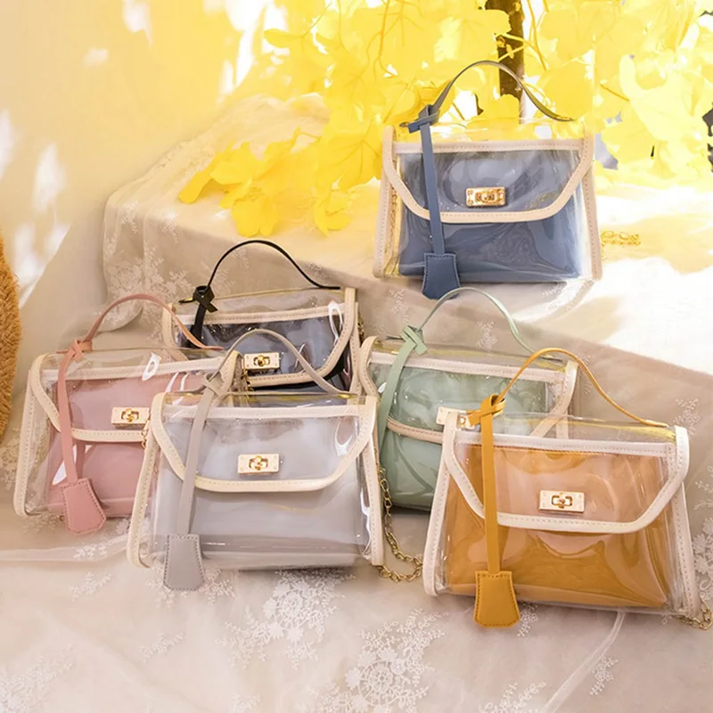 Korean Lock Jelly Two-piece Mobile Phone Bag 2020 Summer New Ladies Messenger Small Bag Colorblock Transparent Shoulder Bags
Korean Lock Jelly Two-piece Mobile Phone Bag 2020 Summer New Ladies Messenger Small Bag Colorblock Transparent Shoulder Bags