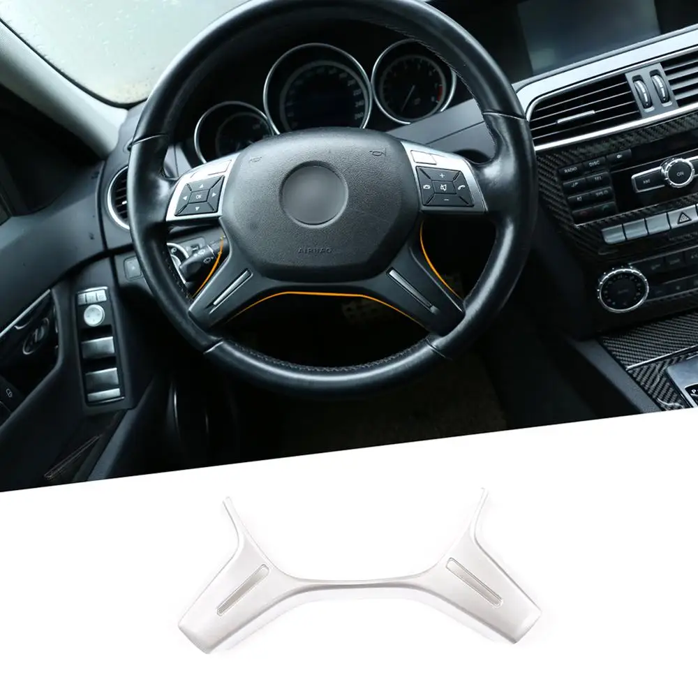 Серебристый АБС-пластик для Mercedes Benz C Class W204 C180 C200 2011-2013 отделка рулевого колеса