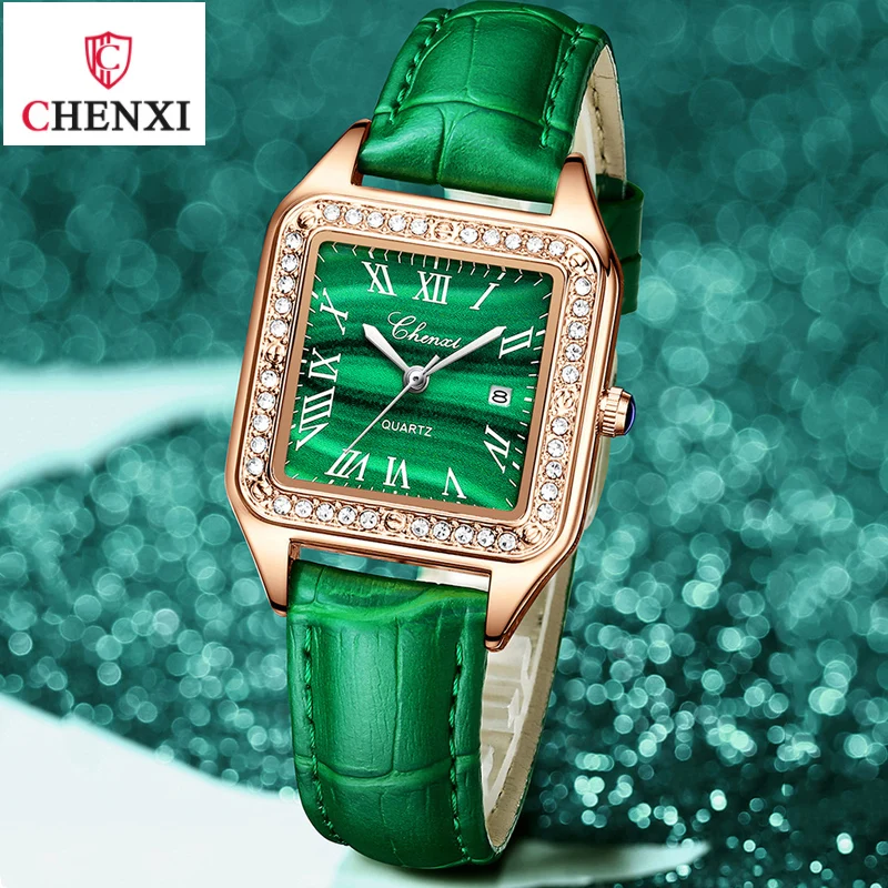 2020 Fashion Retro Green Rhinestone Small Cube Luxury Watch Women Hardlex Water Resistant Leather Buckle Quartz Wrist Watch
2020 Fashion Retro Green Rhinestone Small Cube Luxury Watch Women Hardlex Water Resistant Leather Buckle Quartz Wrist Watch