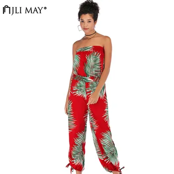 JLI MAY Leaf Print Strapless Playsuit Sexy Backless Women Chiffon Loose Ankle-Length Romper Elastic Waist Casual Ladies Jumpsuit
JLI MAY Leaf Print Strapless Playsuit Sexy Backless Women Chiffon Loose Ankle-Length Romper Elastic Waist Casual Ladies Jumpsuit