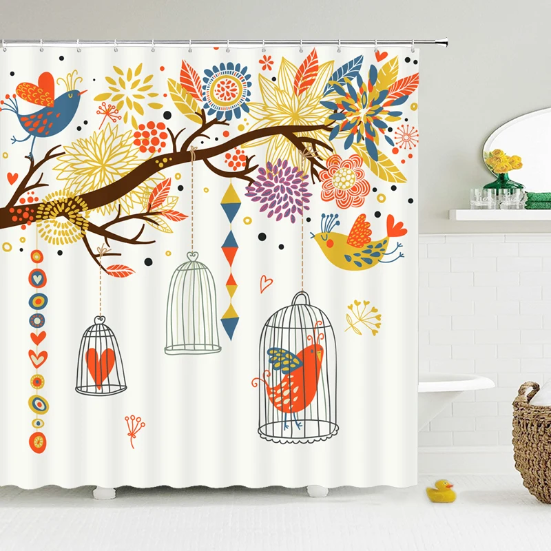 

Flowers Poster Fresh Shower Curtains Waterproof Polyester Fabric Bath Screen Curtain for Home Decoration Bathroom Curtain