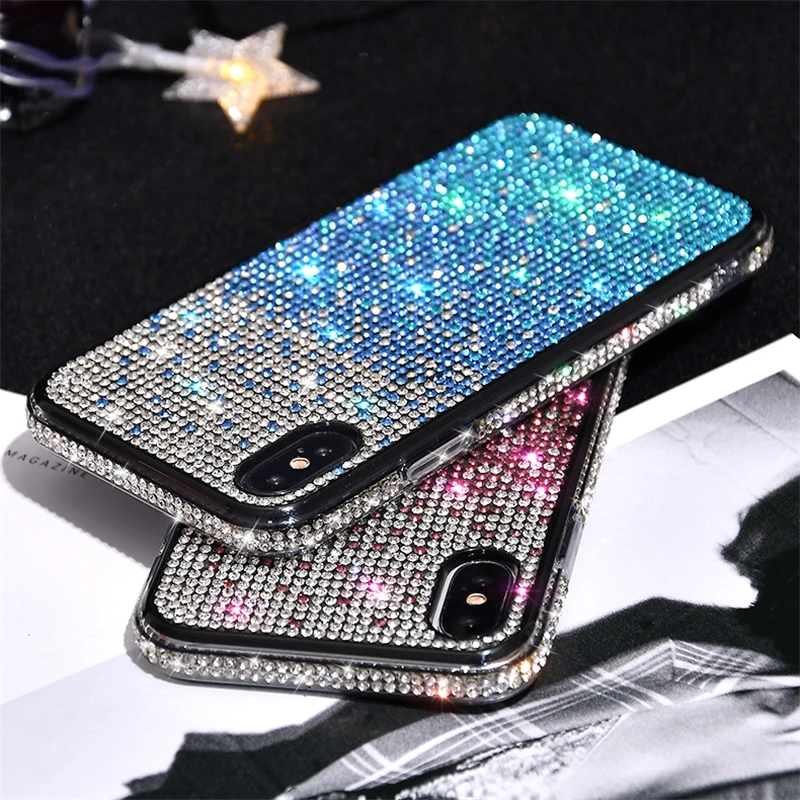 Glitter Crystal Rhinestone Contrast Gradient Color Case For iPhone 11 Pro X XS Max XR 8 7 6 6s Plus Silicone Diamond Cover Shell
Glitter Crystal Rhinestone Contrast Gradient Color Case For iPhone 11 Pro X XS Max XR 8 7 6 6s Plus Silicone Diamond Cover Shell