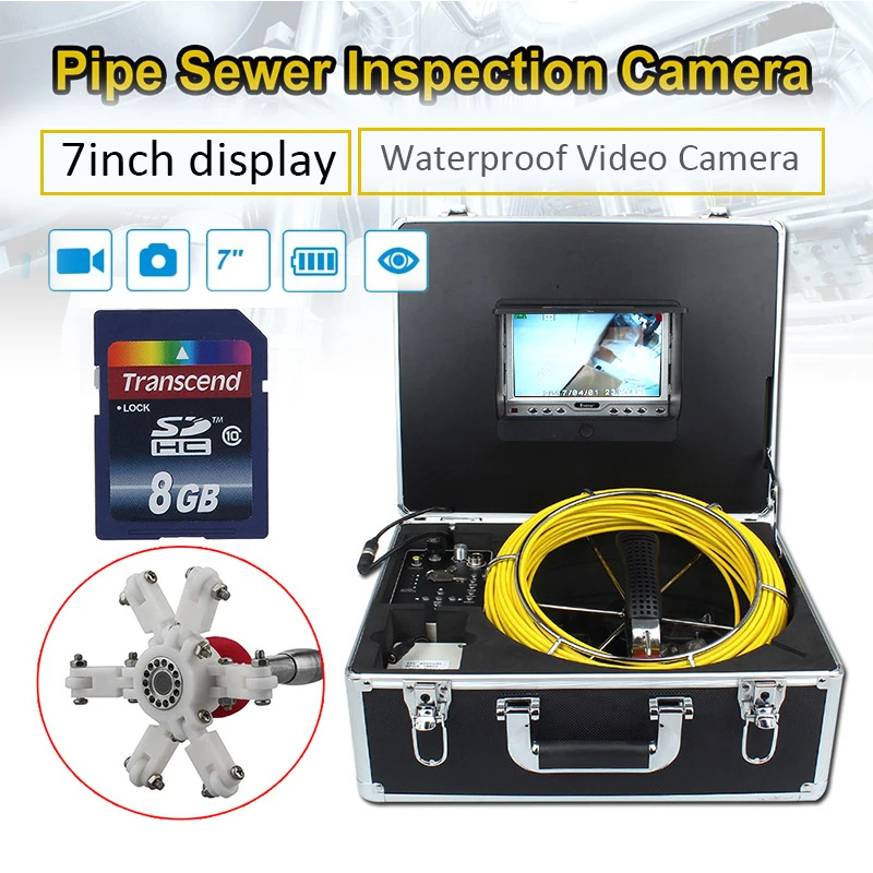 7D1 20M Sewer Waterproof Video Camera 7" LCD Screen Drain Pipeline Plumbing Inspection Camera DVR Sewage Camera 12 Led
7D1 20M Sewer Waterproof Video Camera 7" LCD Screen Drain Pipeline Plumbing Inspection Camera DVR Sewage Camera 12 Led